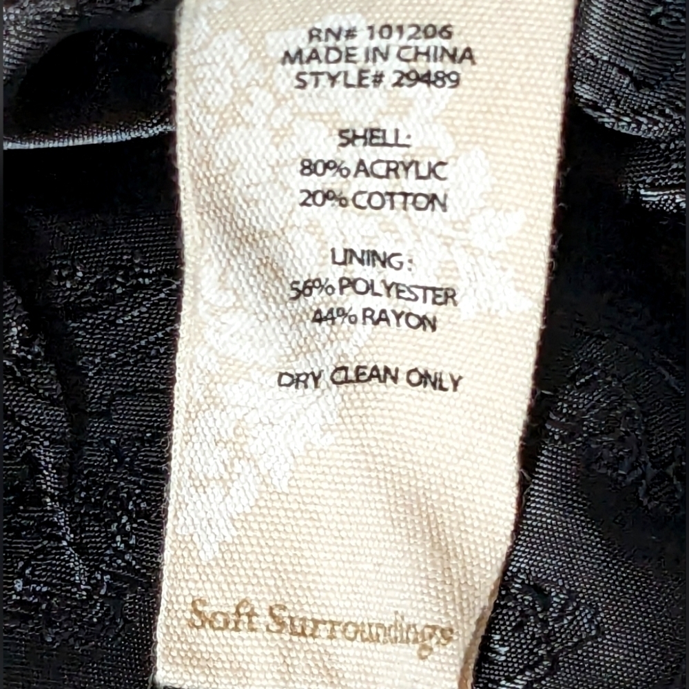 Soft Surroundings St. James Gray and Black Knit Open Front Cardigan Size Medium - Picture 9 of 9